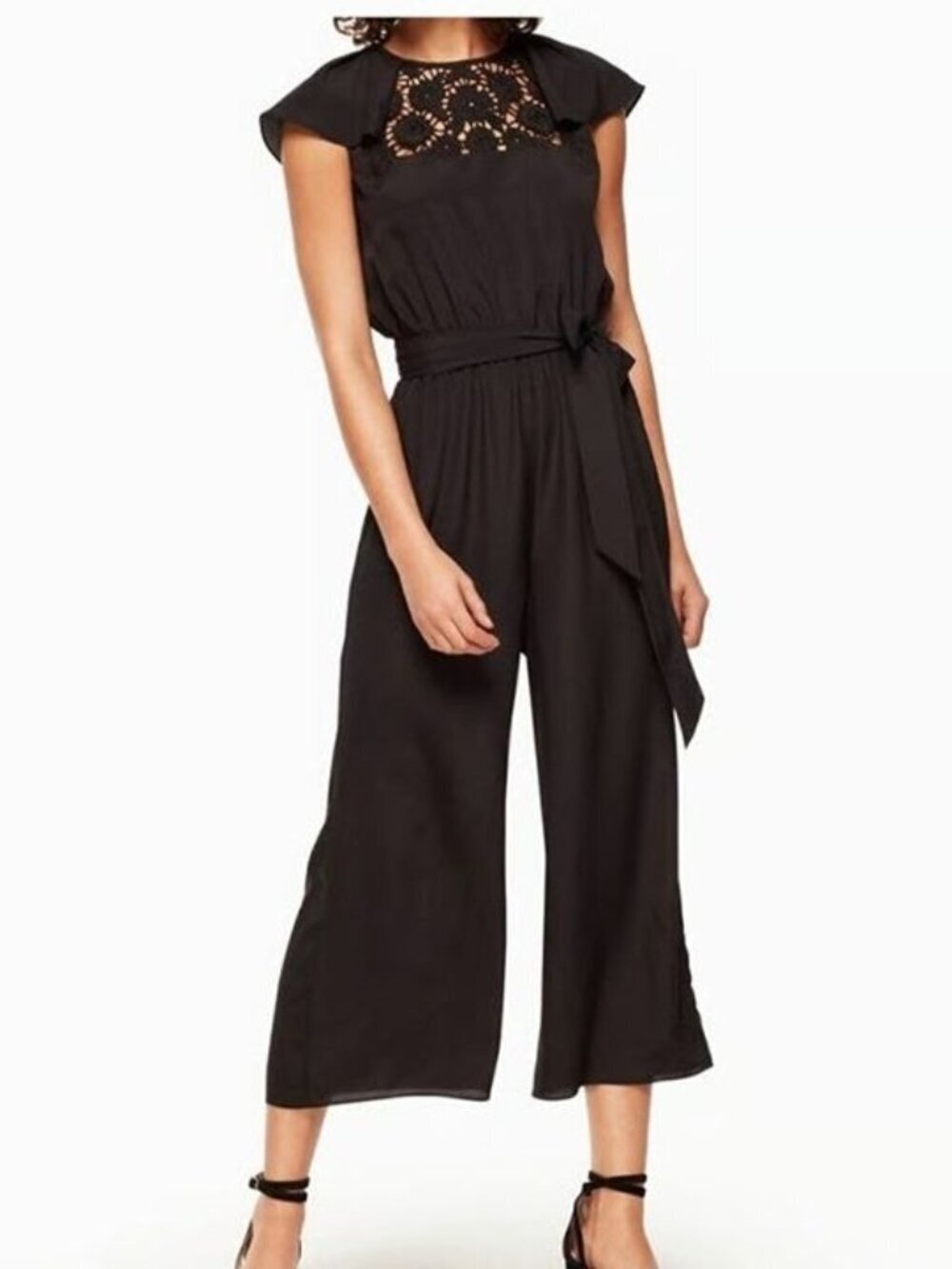 Kate Spade Black Lace Embroidered Jumpsuit